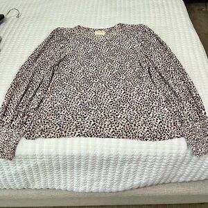 Nation LTD leopard top with smocked sleeves.